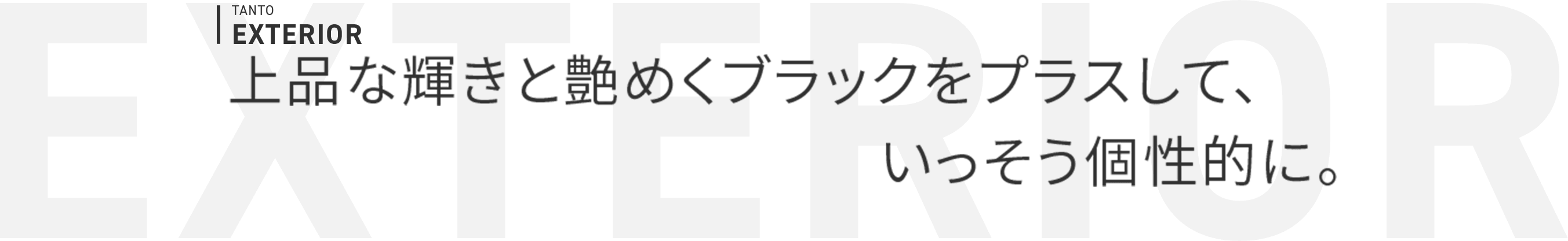 TANTO EXTERIOR 上品な輝きと艶めくブラックをプラスして、いっそう個性的に。